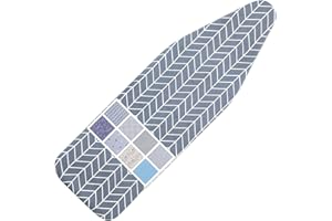 LCLW Ironing Board Cover and Pad Standard Size 15 x 54,3 Pairs of Hook and Loop Fastener Straps,Elastic Edges,Cotton Iron Board Cover with Scorch Resistant Thick Padding (Pattern H)