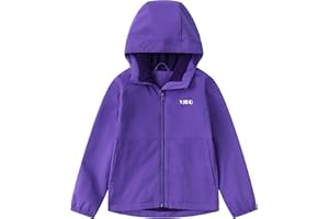 YJBQ Kids Girls Rain Jacket Windbreaker Lined Boys Raincoat Waterproof Hooded Lightweight Breathable Rain Coats 4-15 Years