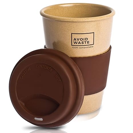 avoid waste - Nachhaltiger Kaffee-Becher to go aus Reishülsen. Der Mehrweg-Becher ist pflanzlich, biologisch abbaubar, BPA fr