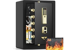 BUKUMO 5.1 Extra Large Home Safes Water and Fireproof, Fireproof Safe for Home Use, Digital Home Security Safe Box with Fireproof Bag, Programmable Keypad, Spare Keys and Inner Cabinet