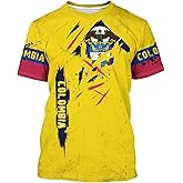 BJU Colombia Flag T-Shirt Flag Badge Graphic Tee 3D Printed Crewneck Short Sleeve Casual Top Unisex