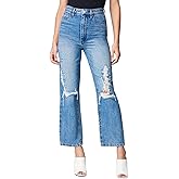 [BLANKNYC] Womens Sustainable High Rise Straight Leg Ripped Jeans, Stylish & Comfortable Pants