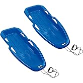 Gracious Living H2O! Raptor Boggan Plastic Snow Sled for Kids, Blue, 2-Pack | Winter Gear for Backyard Hills, Snow Days, Outdoor Recreation, Family Trips, Seasonal Play &amp; Cold-Weather Adventures