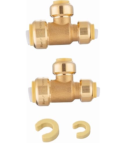 XFITTING Push-Fit Reducing Tee - 1/2" X 1/2" X 3/4" Brass Fitting - Quick Connect Plumbing