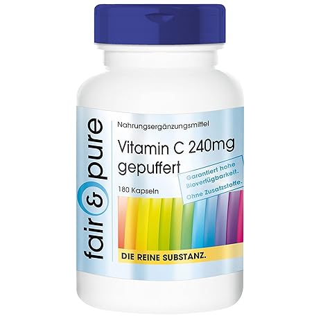 Vitamina C amortiguada (fácil de digerir) 240 mg - 180 cápsulas vegetarianas sin ácido
