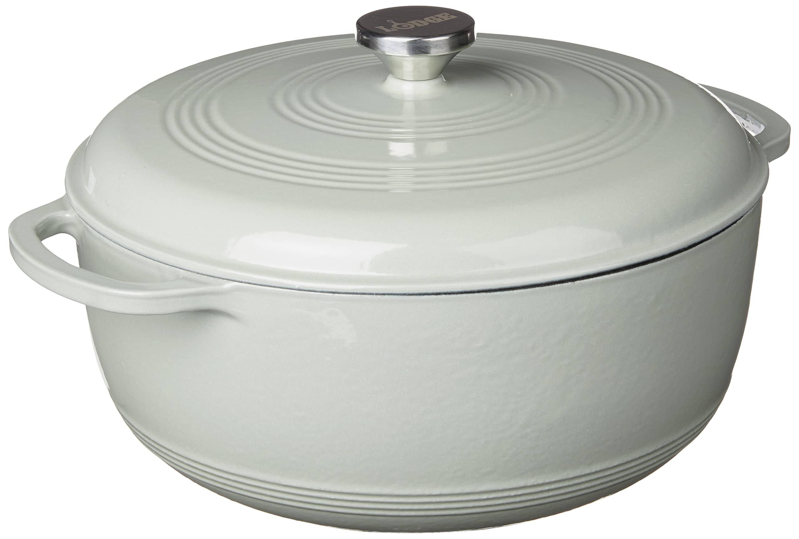 Lodge 7.5 Quart Enameled Cast Iron Dutch Oven with Lid – Dual Handles – Oven Safe up to 500° F or on Stovetop - Use to Marinate, Cook, Bake, Refrigerate and Serve – Desert Sage Image