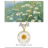 GolbalJew Birth Flower Necklace Handmade Month Floral Pendant Necklaces for Women - Real Pressed Flower Charm Jewelry, Personalized Birthday Gift