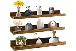 Giftgarden 24 Inch Floating Shelves Wall Mounted Set of 3, Rustic Large Wall Shelves Picture Ledge Shelf for Bedroom Living Room Bathroom Kitchen, 3 Different Sizes