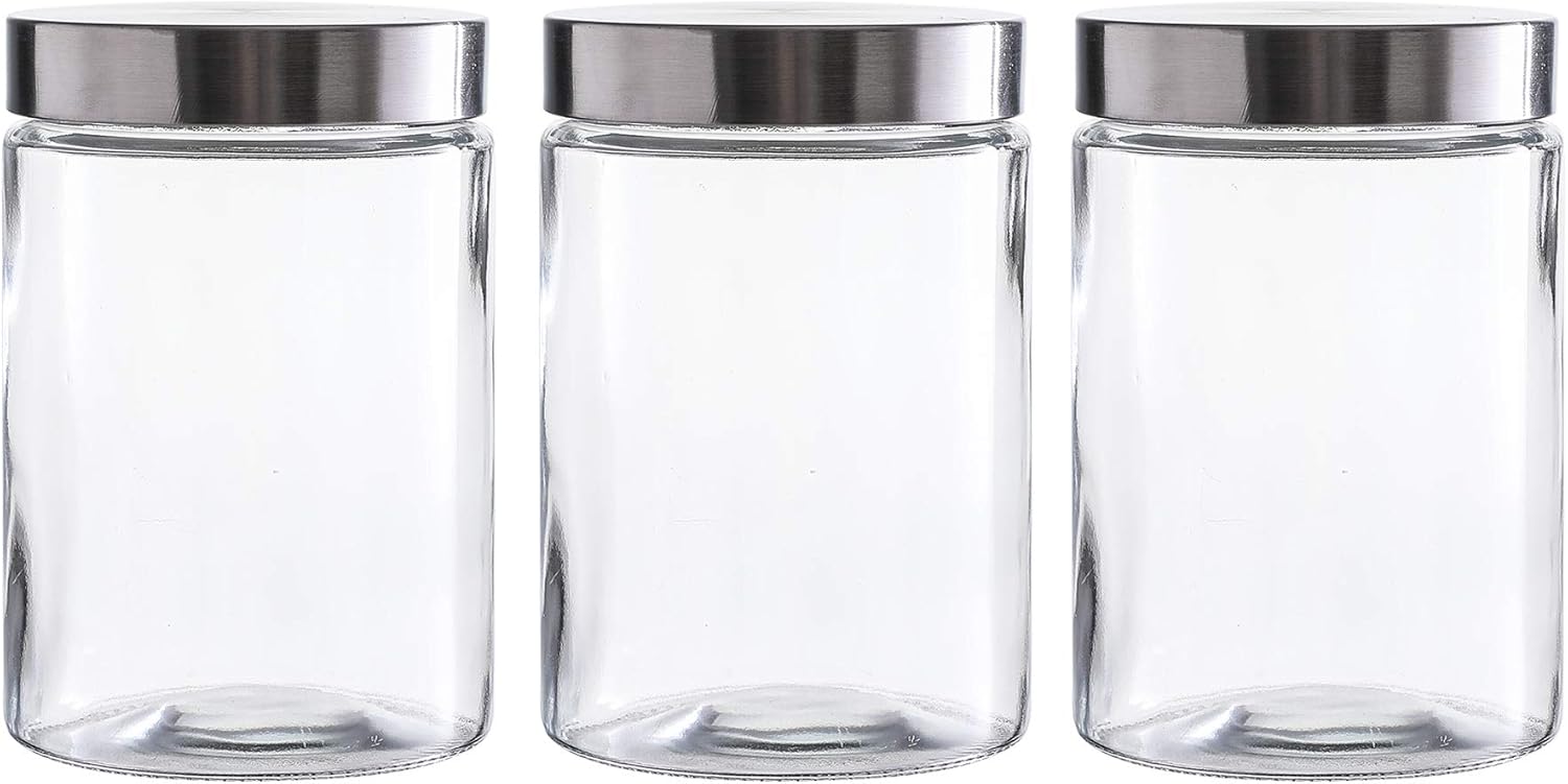 Gala Houseware Glass Storage Containers with Lids, Set of 3 Canister