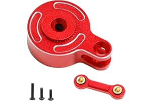 RCJTCQX Aluminum 25T Servo Saver with Fixed Link Upgrades Part for 1/10 Big Rock 3S BLX,Granite/Senton 3S BLX & Mega 550,Kraton/Outcast 4S BLX,1/8 Typhon 3S BLX& Mega 550 (Red)
