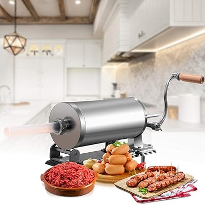 Goplus 6Lb/3.6L Horizontal Sausage Stuffer Maker Stainless Steel Meat Filler Kit w/ 4 Sizes of Food-Grade Sausage Tubes, Commercial Home Use