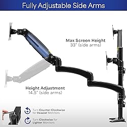 VIVO Triple Pneumatic Monitor Mount for 3 Screens