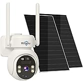 Hiseeu Solar Powered Security Camera, 24/7 Recording, 4MP 100% Wireless Outdoor Camera, 360° PTZ View, PIR Motion Detection, Color Night Vision, 2-Way Audio, IP66 Waterproof, No Monthly Fees