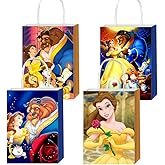 CICICO 12pcs Beauty & Beast Gift Bags Goodie Bags with Handles for Kids Birthday Party Decorations Supplies