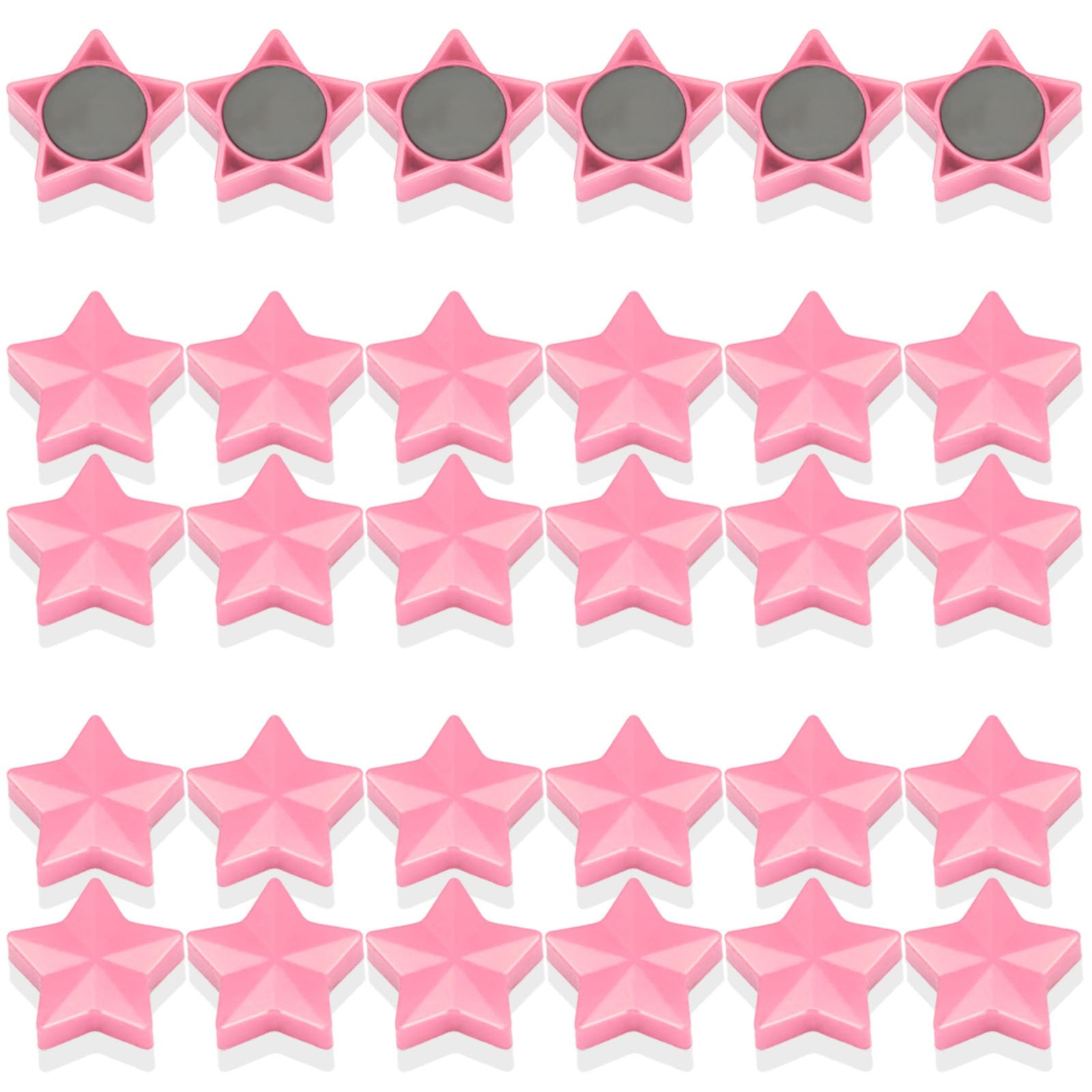 PYJLBX 30Pcs Fridge Magnets – Strong Mini Magnets for Whiteboard, Notice Board, Crafts – Heavy Duty Small Cute Magnets for Adults, Kitchen, Office, Home – Decorative Magnet Magnetic Dots (Star, Pink)