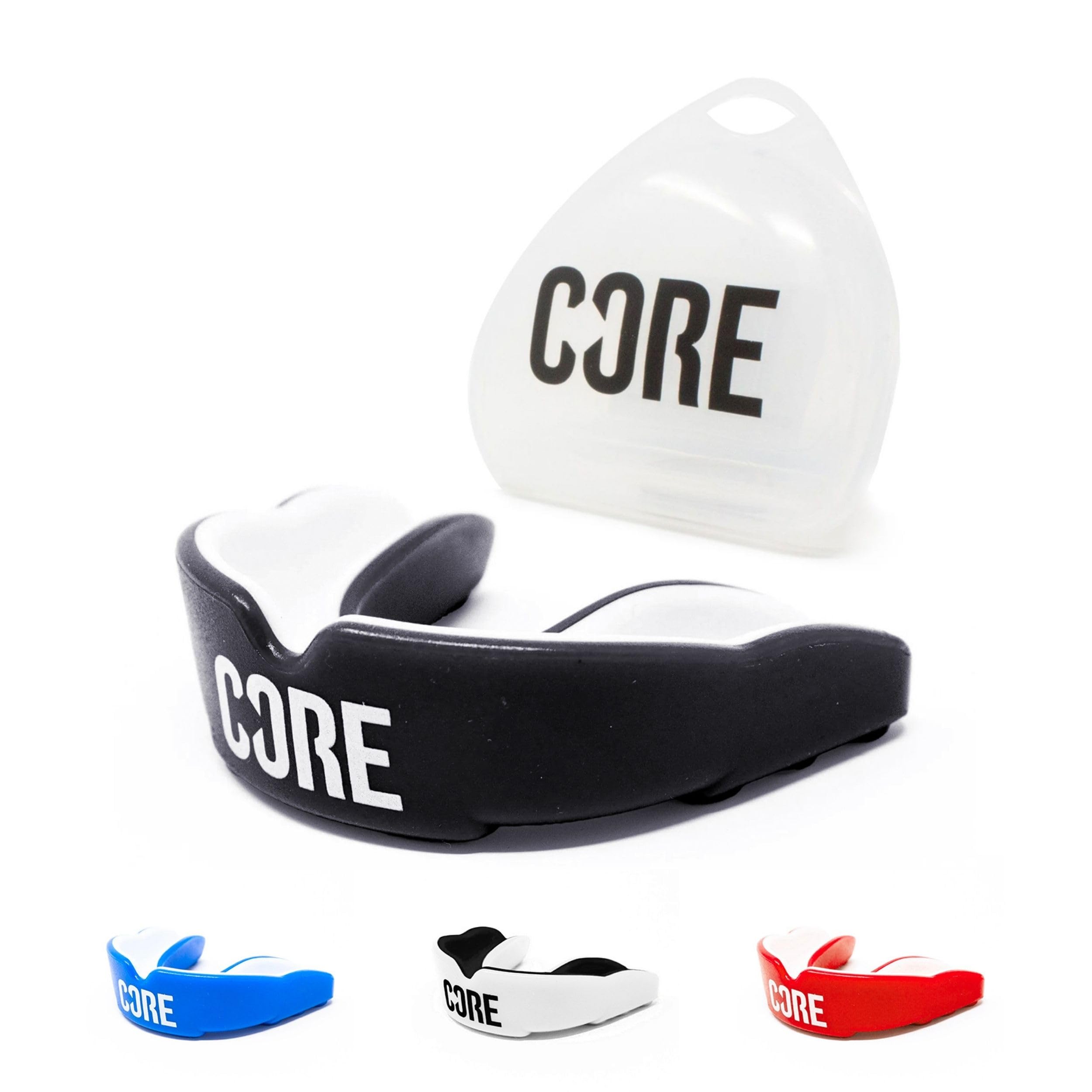 CORE Protection Mouth Guard with Case Slim Fit Gum Shield Suitable for Kids, Teens & Adults for All Contact Sports, BMX, Scooters & Skateboarding - Black