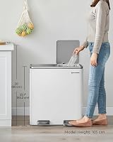 SONGMICS Dual Rubbish Bin 2-Compartment 30 L Pedal Lids 15 Bags White Grey view 7