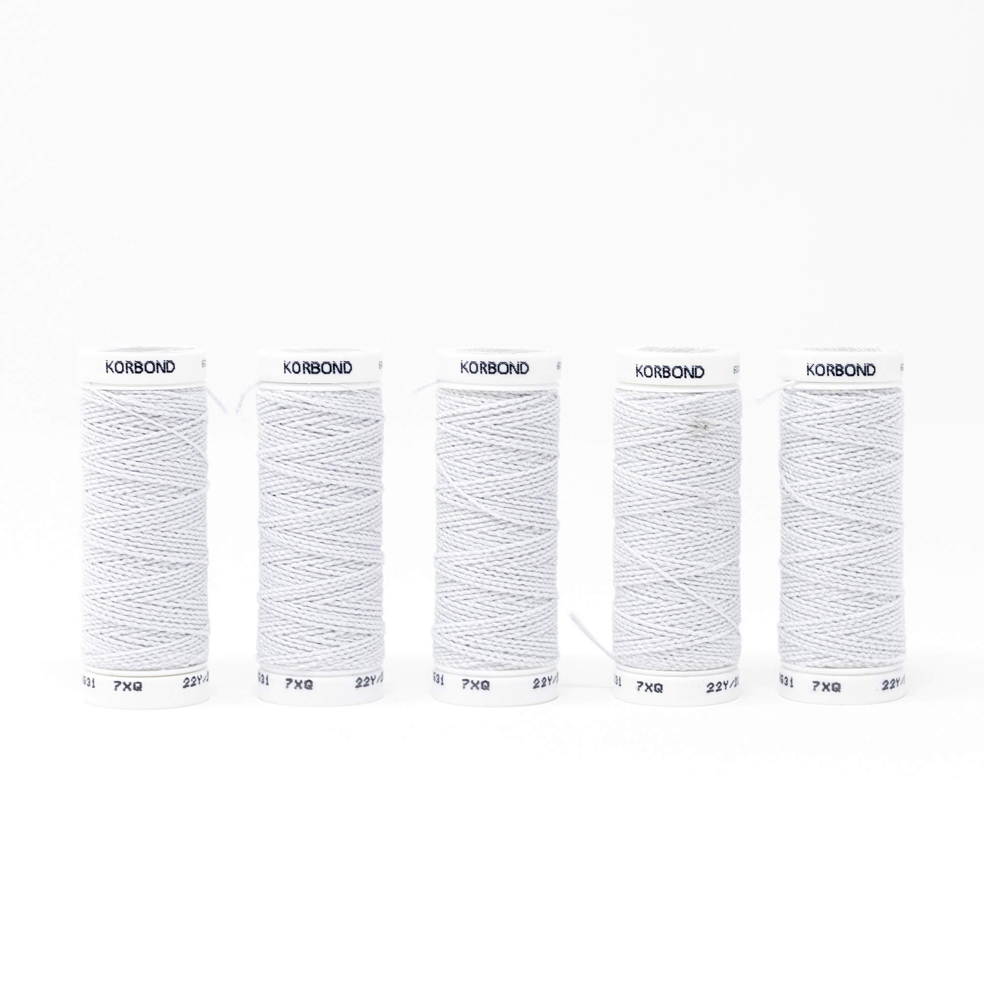 Korbond 20 m Shirring Elastic, White-Pack of 5