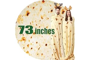 ACTEB 73in White Elephant Gifts for Adults Useful Burrito Tortilla Blanket Funny Throw Blankets Women Men Round Soft Flannel Taco Food Novelty Gag