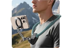 SEANCHEER Magnetic Neck Mount for Phones,Neck Phone Holder for Recording,Hands Free POV/Vlog Cell Phone Holder for Phone Android GoPro DJI iPhone 16 15 14 13 12 Seires,Content Creator Essentials-Green