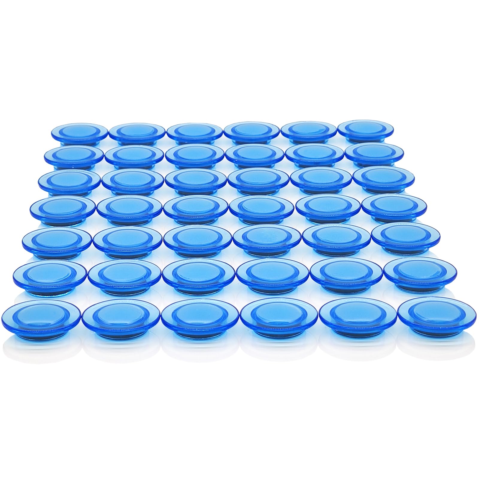 PYJLBX 42 Pack Strong Fridge Magnets – Small Round Transparent Blue Magnets for Whiteboard, Notice Board, Office & Crafts – Heavy Duty Cute Mini Magnets for Refrigerator, Memo Board, School and Home
