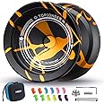 MAGICYOYO V12 Responsive Yoyo for Kids & Beginner, Unresponsive Yo yo for Adults, Professional Yoyo for Finger Spin Trick with 12 Yoyo Strings & Yo-Yo Accessory Kit (Black Gold Splash