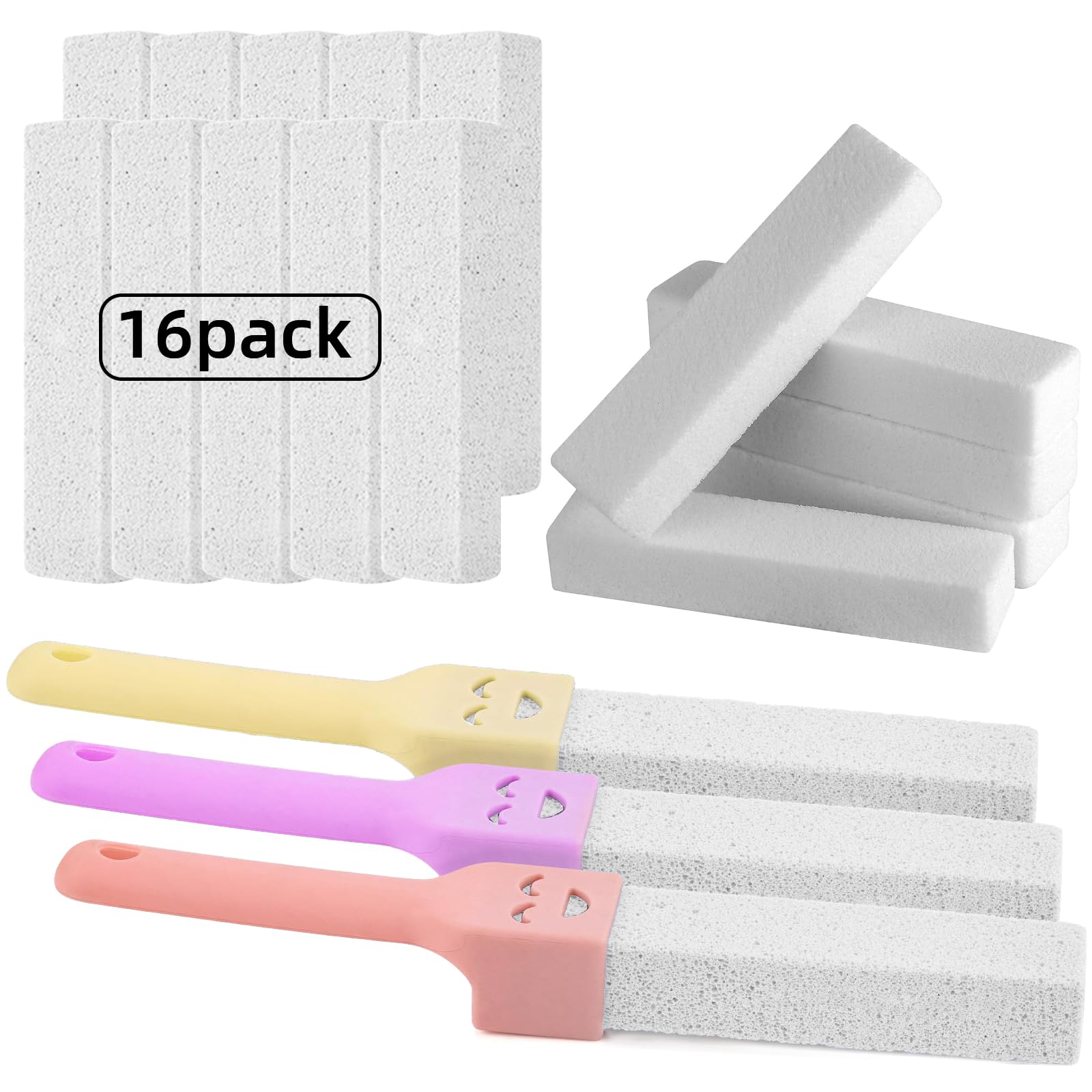 Photo 1 of Defresit 19PCS Pumice Stone Toilet Bowl Cleaner with Handle, 3Handle+16Stone Bathroom Cleaner Powerful Hard Water Stain Remover for Toilet Sink Kitchen ?White?