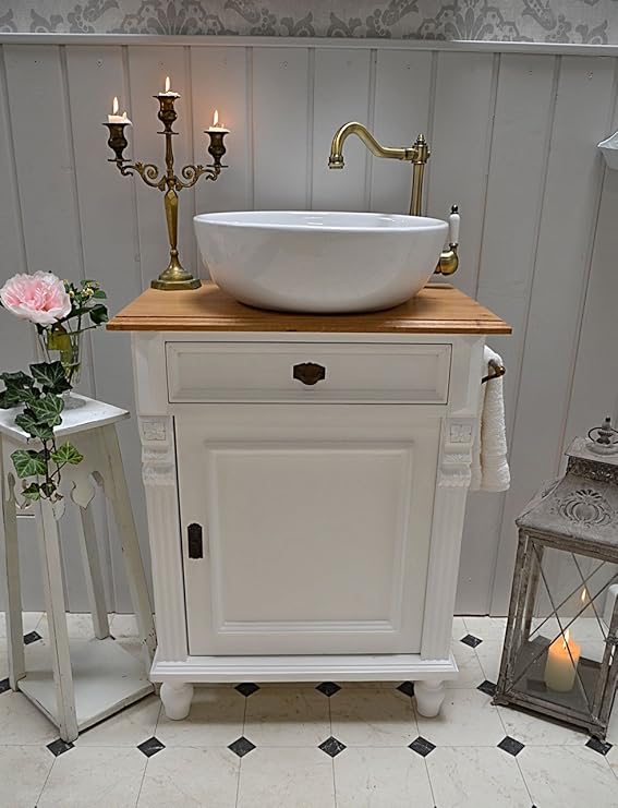 Land Liebe Badmobel Gmbh Landhaus Waschtisch Mit Eichenplatte Keramik Waschbecken Mit Unterschrank Landhausstil Amazon De Kuche Haushalt