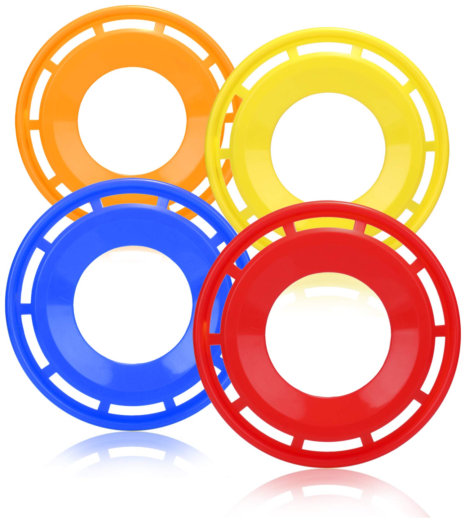 com-four® 4x Frisbee for children and adults - throwing disc in the form of a ring - Frisbee disc 27 cm - flying disc in bright colors [selection varies] (4 pieces - throwing ring)