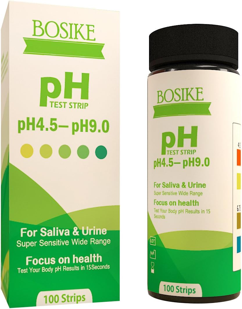 BOSIKE 4.5-9.0 PH Test Strips for Urine and Saliva Very Easy to Read Results,Accurate and Fast Balance Your Body PH Level