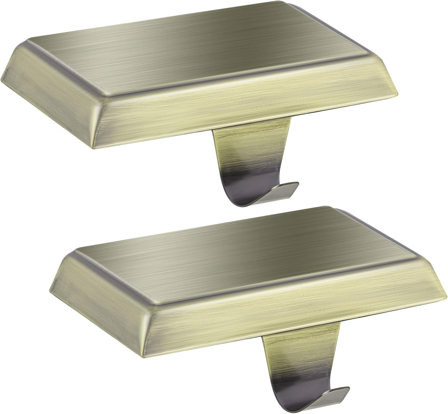 Ornament Hooks - Fovths 2 Pieces Christmas Stocking Holders DIY Sturdy Christmas Stocking Holders Fireplace Hooks Hanger for Fireplace Mantle Essential Christmas Decor, Bronze