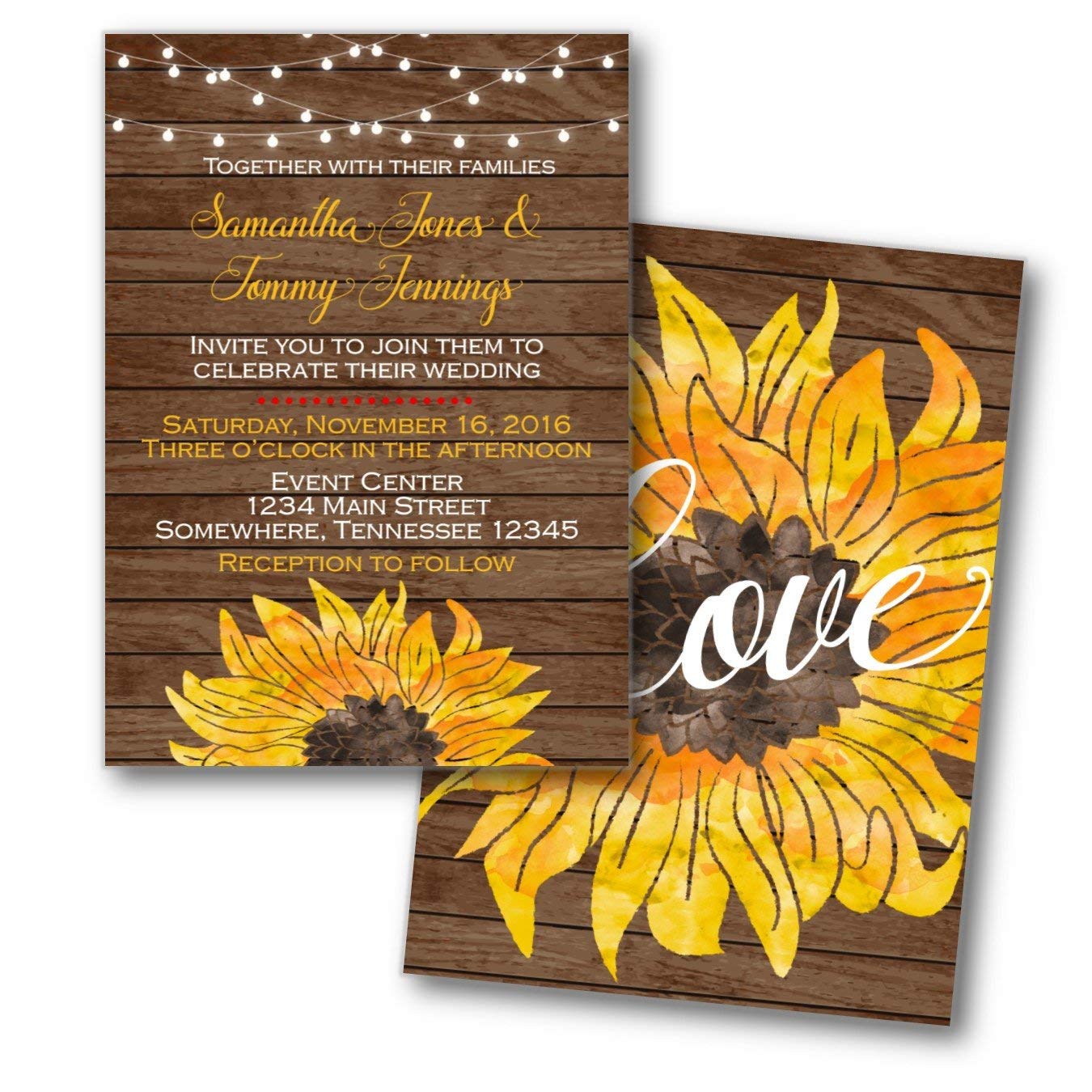 Download Optional Rsvp Insert Card Return Address Printing Sunflower Field Wedding Invitations Paper Party Supplies Invitations Announcements