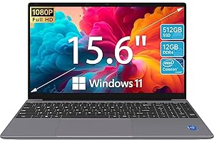 APOLOMEDIA Laptop Computer 15.6'' HD Display, Intel UHD Graphics, Intel Celeron N5095 4-Core Processor, 12GB RAM, 512GB SSD up to Expandable 1TB, WiFi, 180°Open Angle, Windows 11 Laptop, Gray