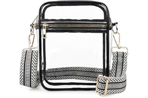 WEDDINGHELPER Clear Crossbody Bag, Clear Bag Stadium Approved, Clear Bag with Adjustable Strap for Sports Events