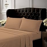 Tribeca Living® Egyptian Cotton Percale 300 Thread Count Deep Pocket Sheet Set, Queen, Coffee
