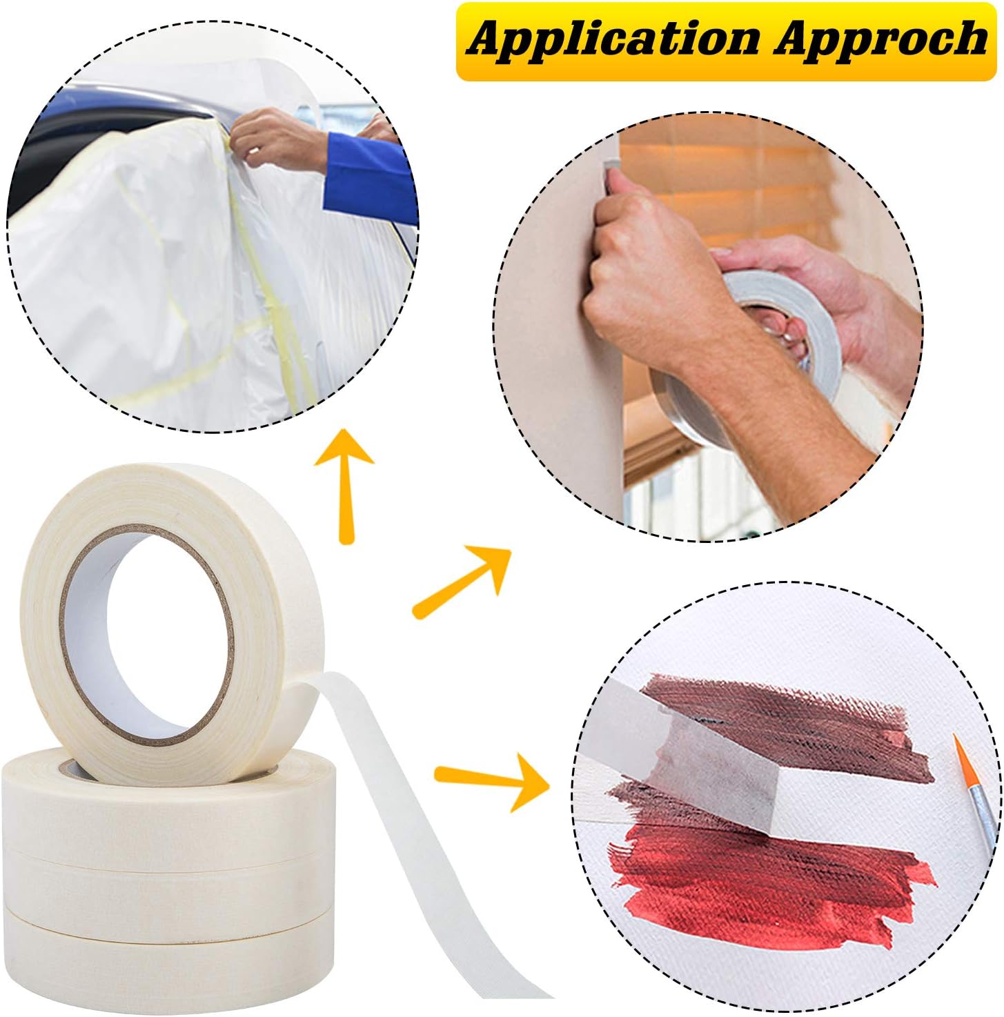 1 Inch White Masking Tape Bulk 12 Packs 60.1 Yards (720 Total Yards) for Multi Purposes, Easy Peel and Tear, for Painting, Home, Office: Office Products