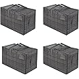 VENO 4 Pack Moving Bags and Large Christmas Decoration Storage Bins with lids. Alternative to Moving Boxes, Packing Supplies for College. Heavy Duty Totes (Windowpane, 4 Pack)