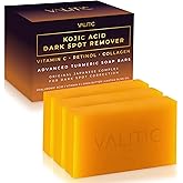 VALITIC Kojic Acid Dark Spot Remover Soap Bars with Vitamin C, Retinol, Collagen, Turmeric - Original Japanese Complex Infused with Hyaluronic Acid, Vitamin E, Shea Butter, Castile Olive Oil (3 Pack)