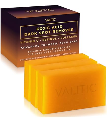 VALITIC Kojic Acid Soap for Hyperpigmentation - with Glutathione, Collagen & Vitamin C - Advanced Soap Bars with Turmeric - Original Japanese Complex for Dark Spot Correction