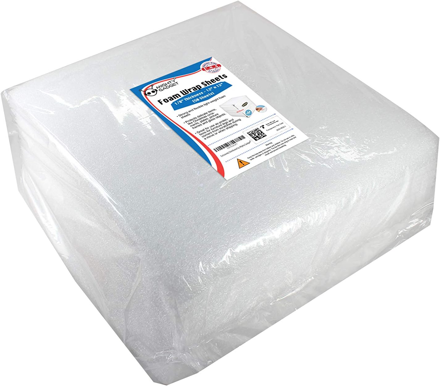 50 Pack Mighty Gadget (R) 12" X 12" X 1/8" Moving Supplies Packing Foam Sheets (White): Office Products