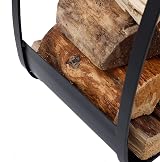 Charles Bentley Log Holder Black Matte Iron Larch Fireplace Wood Storage 6KG view 5