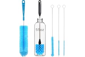 5 Pack Bottle Brush, 15 in Water Bottle Brush & Straw Cleaner Brush,Stainless Steel Long Bottle Brush, 3 Straw Brushes, 3-in-