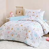 Homilay Toddler Comforter Set for Kids, Boys, Girls, 4 Pieces Bed-in-a-Bag Bedding Set, All Season Ultra Soft Sheets Set with Comforter, Rainbow Sky