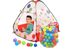 Kiddey Kids Ball Pit Play Tent - 100 Ball Pit Balls Included - Pops up No Assembly Required - Use as a Ball Pit or As an Indoor/Outdoor Play Tent, (Ball Pit with Balls)