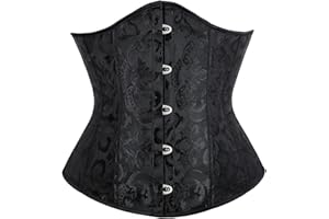 SHYMMUO Underbust Corset for Women Steampunk Waist Trainer Vintage Bustier Top Gothic Renaissance Corset