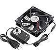 GDSTIME 120mm Computer Fan with AC Plug, 110V 120V 220V 240V AC-Powered Variable Speed Controller 4V-12V for Receiver Amplifier DVR Playstation Xbox Component Cooling Biltong Box Grow Tent Ventilation