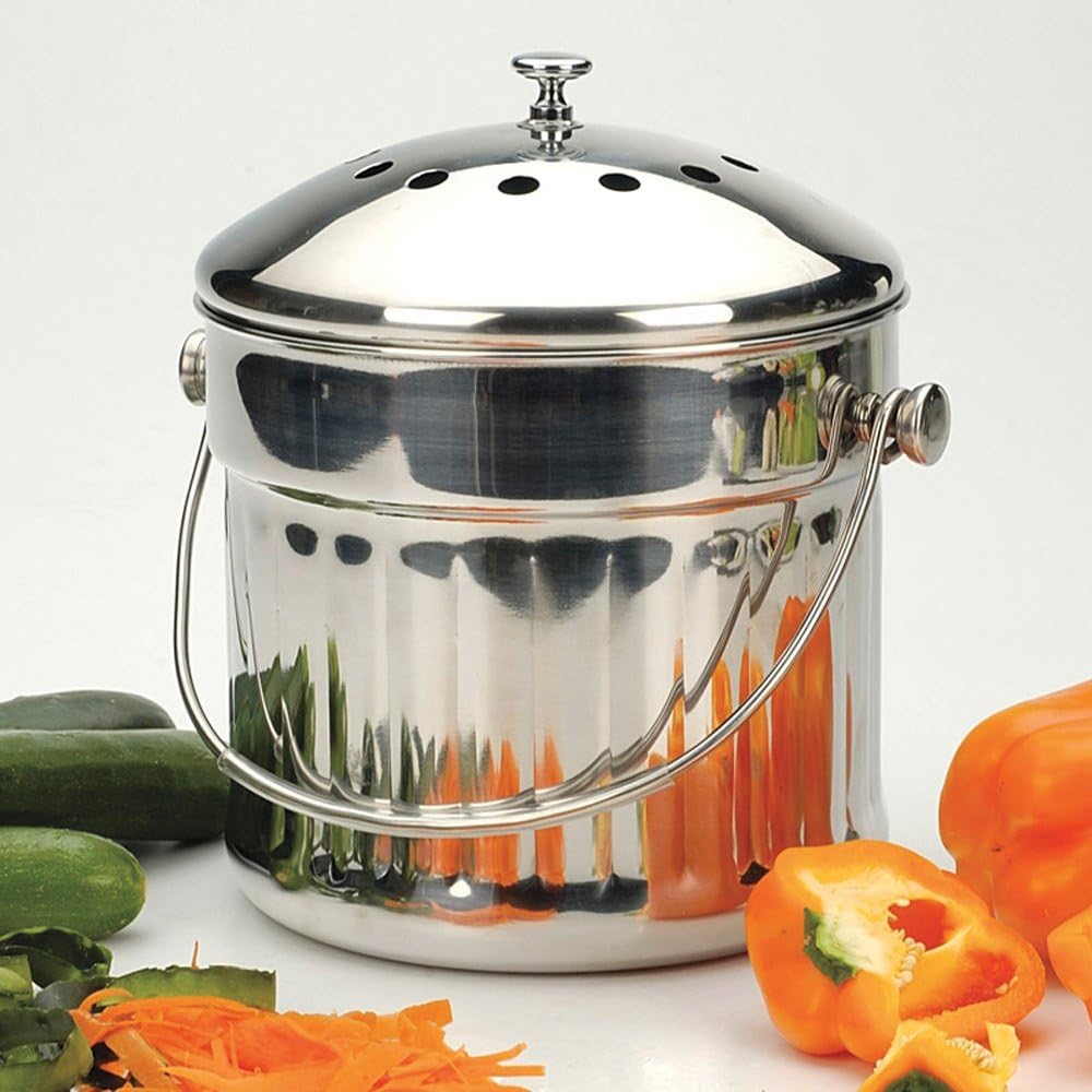 Amazon Com Rsvp Endurance Stainless Steel Jumbo Compost Pail 1 5