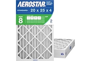 Aerostar 20x25x4 MERV 8 Air Filter 2 Pack, HVAC Pleated A/C Furnace Filters, Electrostatic MPR 600 & FPR 5, Made in USA