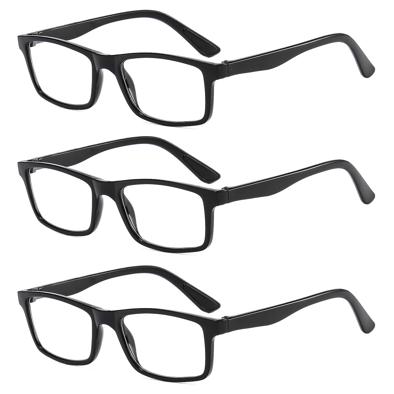 Suertree 3 Pack Reading Glasses Spring Hinge Computer Glasses Square Presbyopic Reader Glasses Aided Eyeglasses Unisex 1.5 KS9801