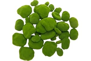 X Hot Popcorn 40Pcs 4 Size Artificial Moss Rocks Decorative Green Moss Balls Fake Moss Stones Fake Moss Decor for Garden DIY Floral Arrangements Plant Poted Decoration